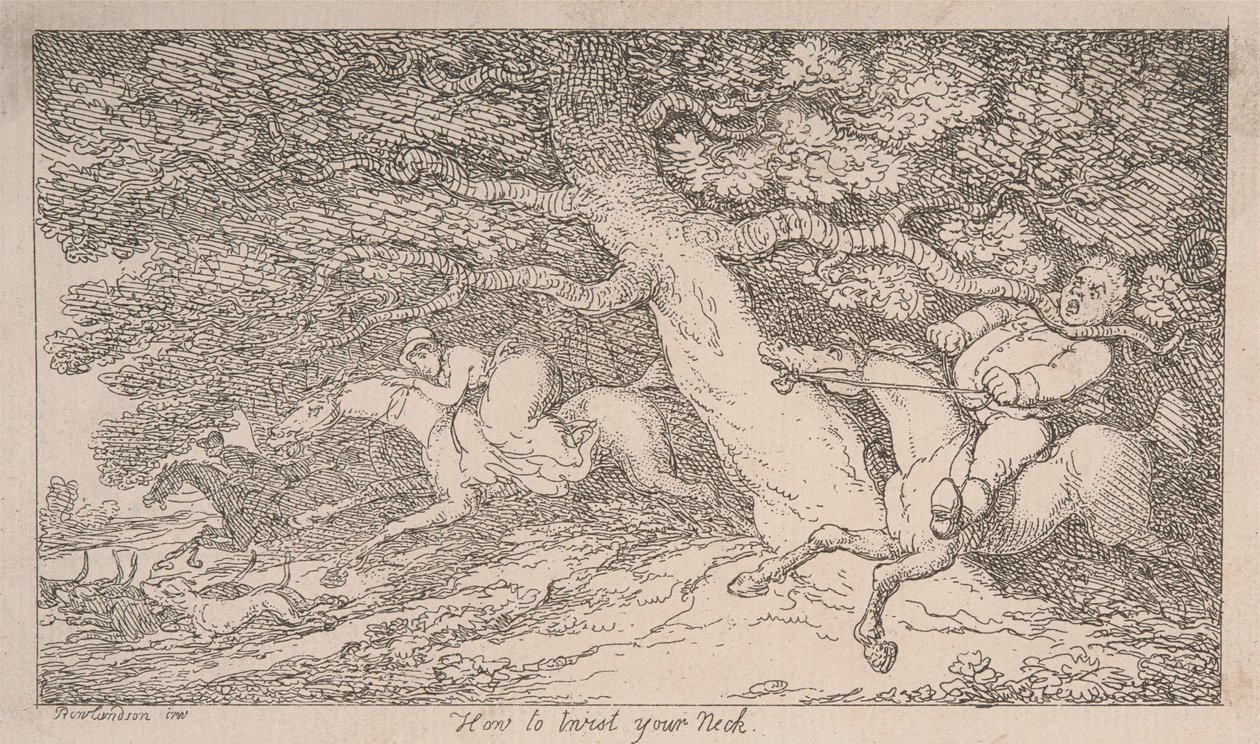 Polowanie na lisy: jak skręcić sobie kark [z „Porad dla myśliwych”] autorstwa Thomas Rowlandson