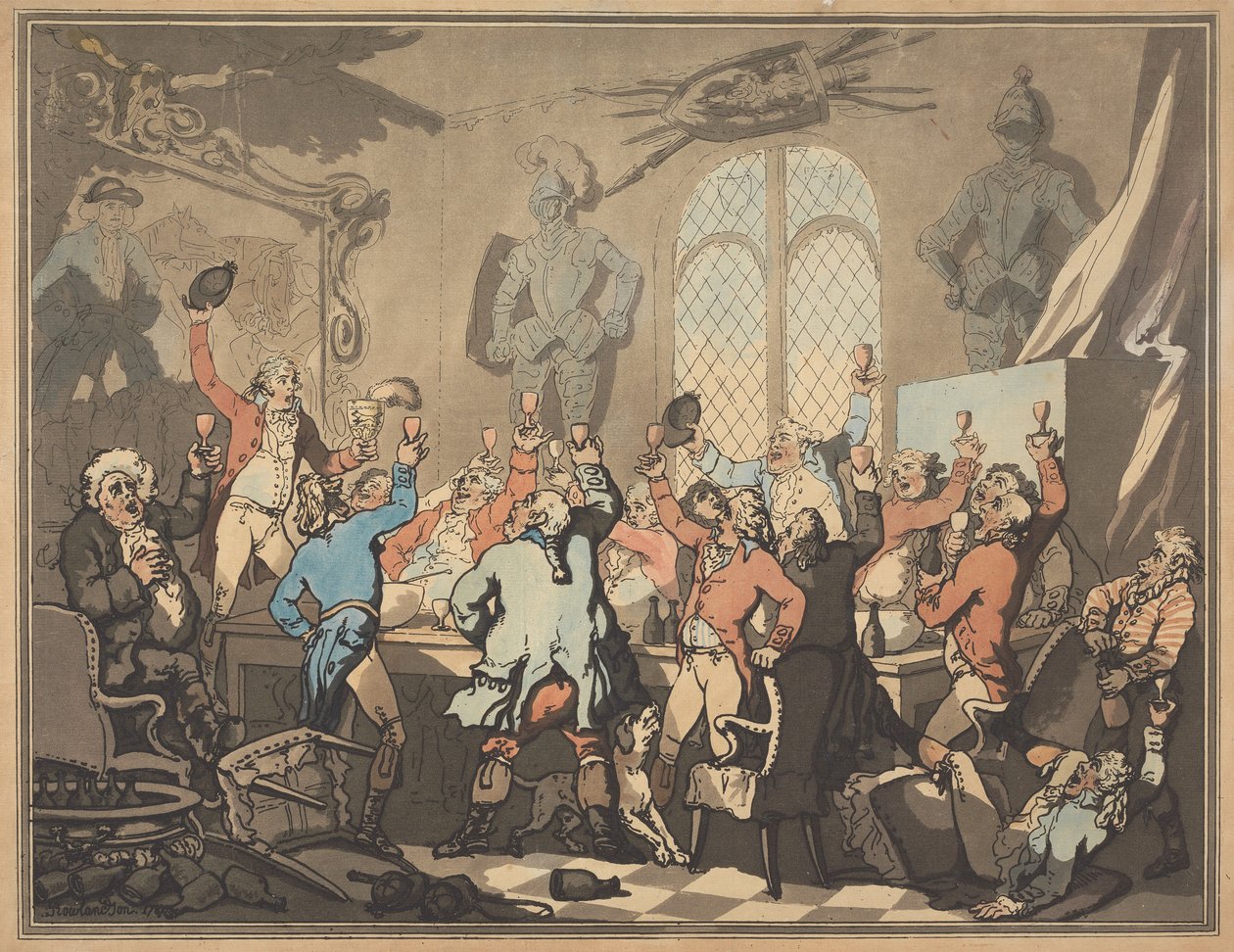 Polowanie na lisy [jedna z serii sześciu]: Kolacja autorstwa Thomas Rowlandson