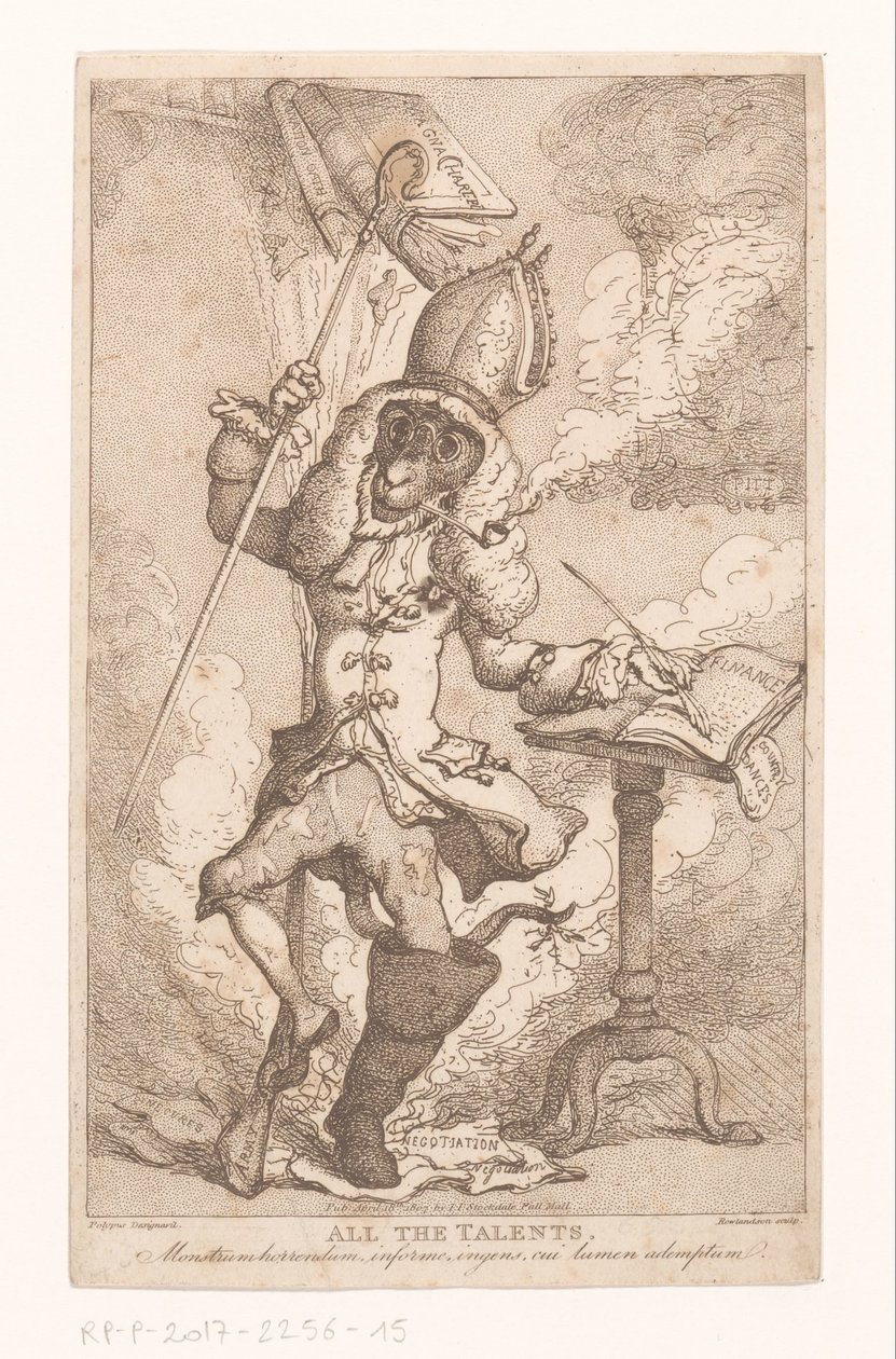 Frontispiece voor „All the Talents” van „Polypus” (ES Barrett), 1807 Wszystkie talenty (tytuł na obiekcie) autorstwa Thomas Rowlandson