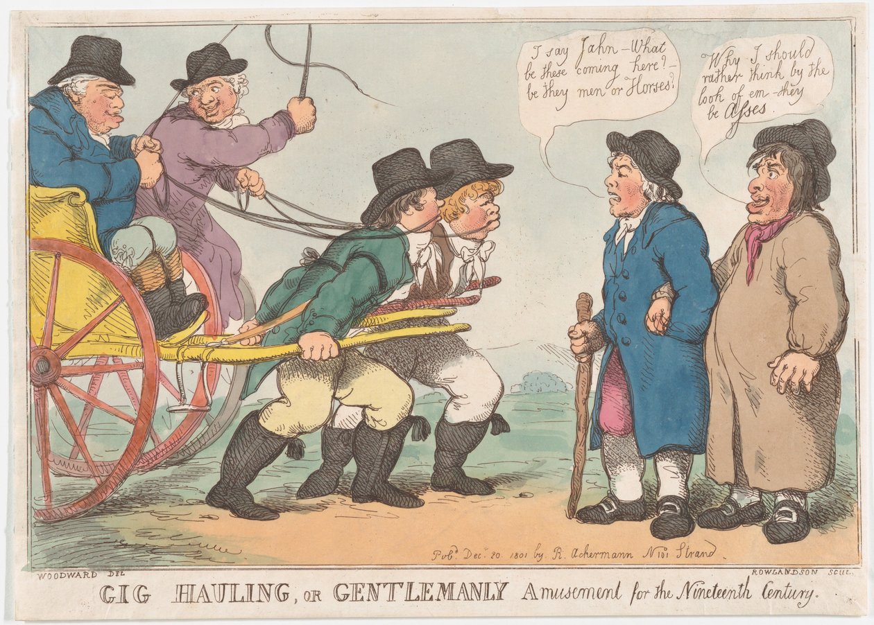 Gig Hauling, czyli dżentelmeńska rozrywka XIX wieku, 3 kwietnia 1801 r., 3 kwietnia 1801 r. autorstwa Thomas Rowlandson