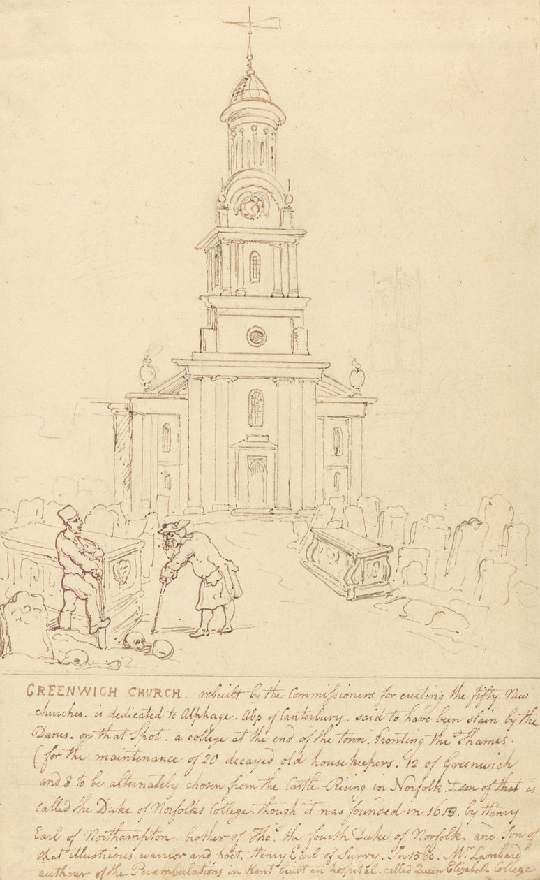 Kościół w Greenwich autorstwa Thomas Rowlandson