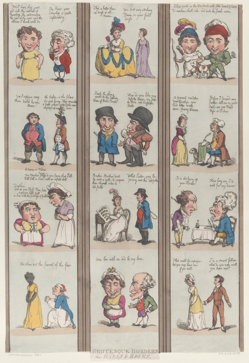 Groteskowe granice pokoi i sal, [1800], przedruk., [1800], przedruk. autorstwa Thomas Rowlandson
