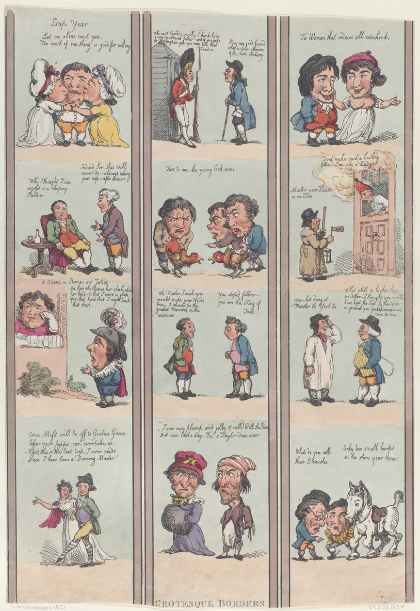 Groteskowe granice pokoi i sal, [1800], przedruk., [1800], przedruk. autorstwa Thomas Rowlandson