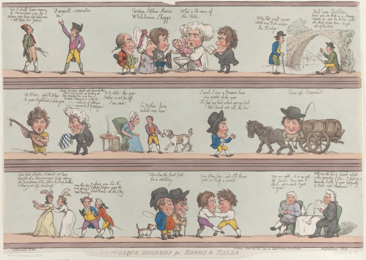 Groteskowe granice pokoi i sal, [20 października 1800], przedruk., [20 października 1800], przedruk. autorstwa Thomas Rowlandson
