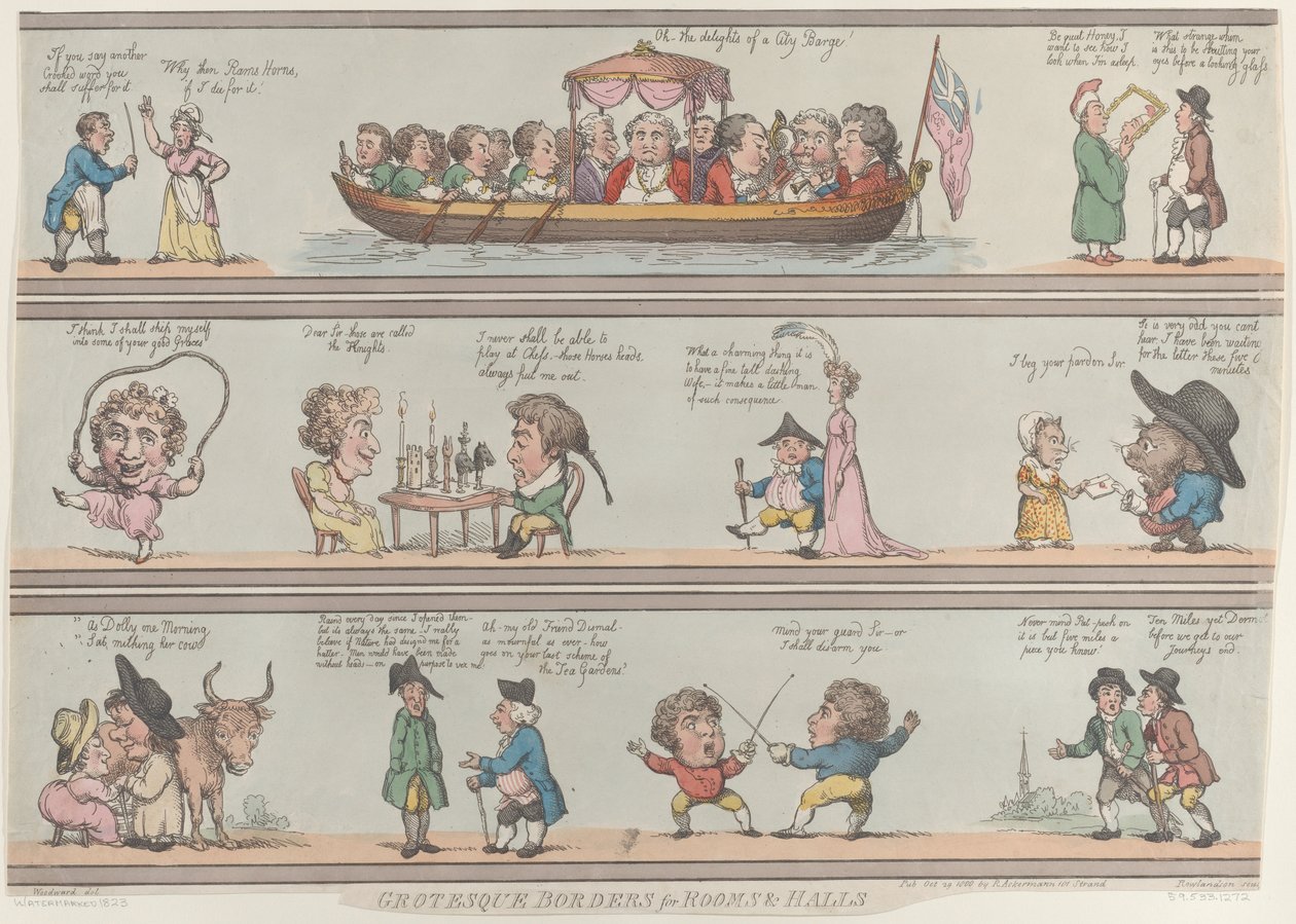 Groteskowe granice pokoi i sal, [29 października 1800], przedruk., [29 października 1800], przedruk. autorstwa Thomas Rowlandson