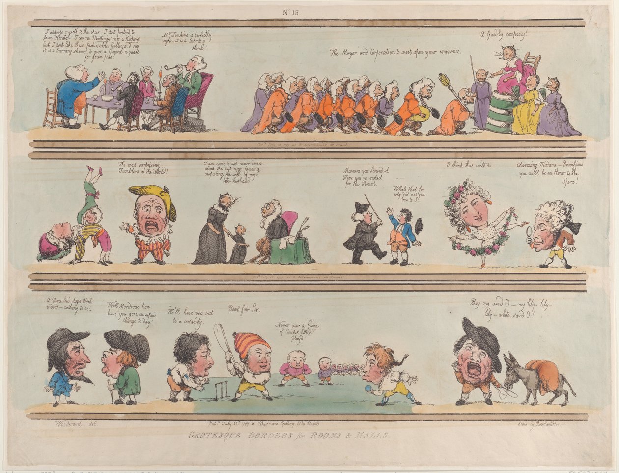 Groteskowe granice pomieszczeń i sal, tablica 13, 1799., 1799. autorstwa Thomas Rowlandson