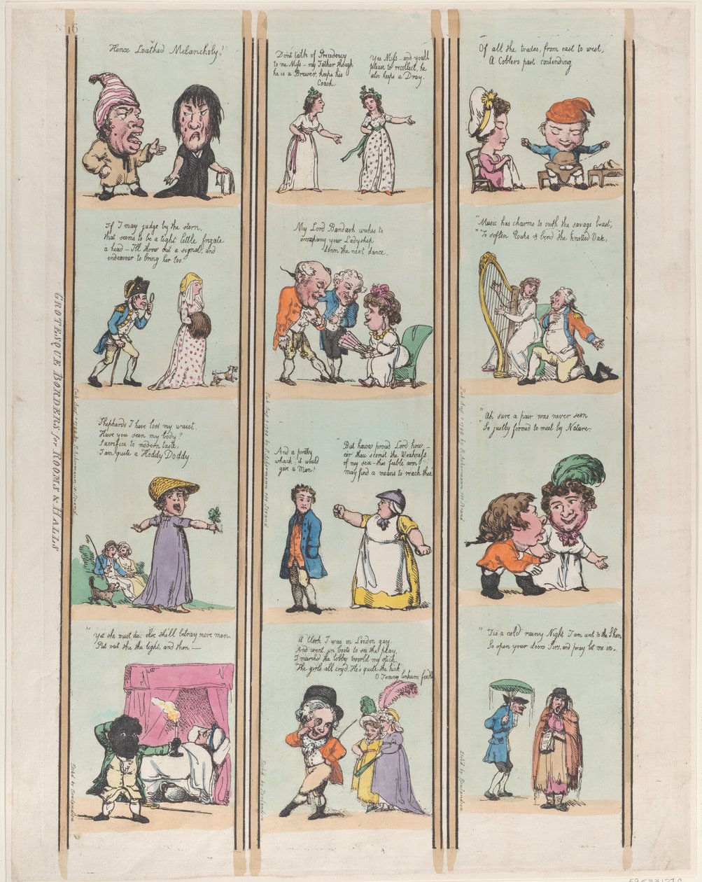 Groteskowe granice pomieszczeń i sal, tablica 16, 1 sierpnia 1799., 1 sierpnia 1799. autorstwa Thomas Rowlandson