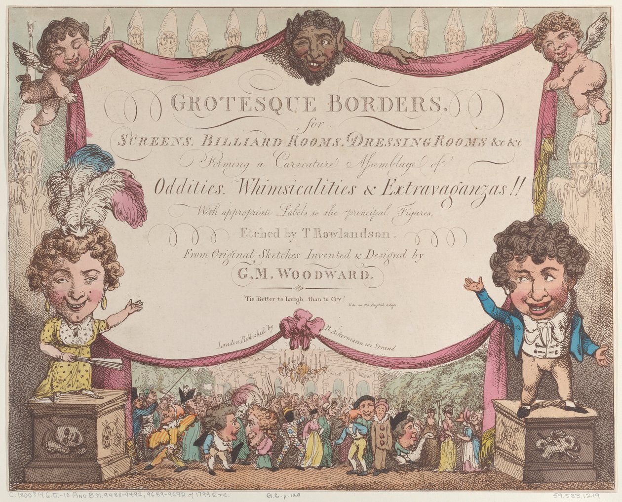 Groteskowe obramowania ekranów, sal bilardowych, garderób itp., 1799-1800., 1799-1800. autorstwa Thomas Rowlandson