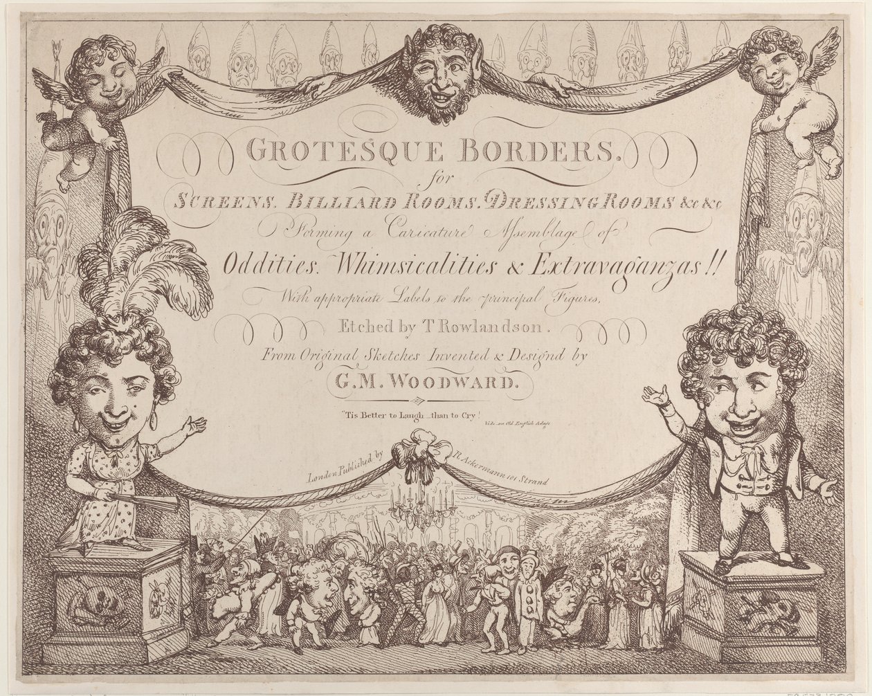Groteskowe obramowania ekranów, sal bilardowych, garderób itp., 1799-1800., 1799-1800. autorstwa Thomas Rowlandson