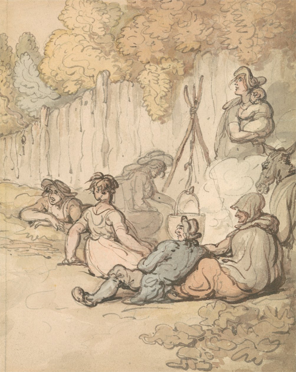 Cyganie gotujący na otwartym ogniu autorstwa Thomas Rowlandson