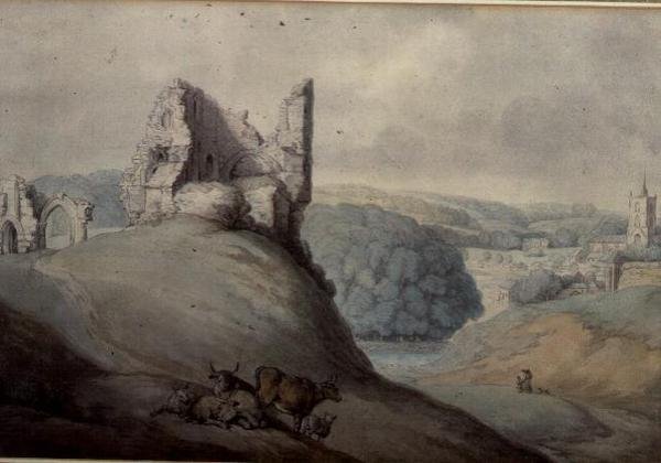 Zamek Harborough, Yorkshire autorstwa Thomas Rowlandson