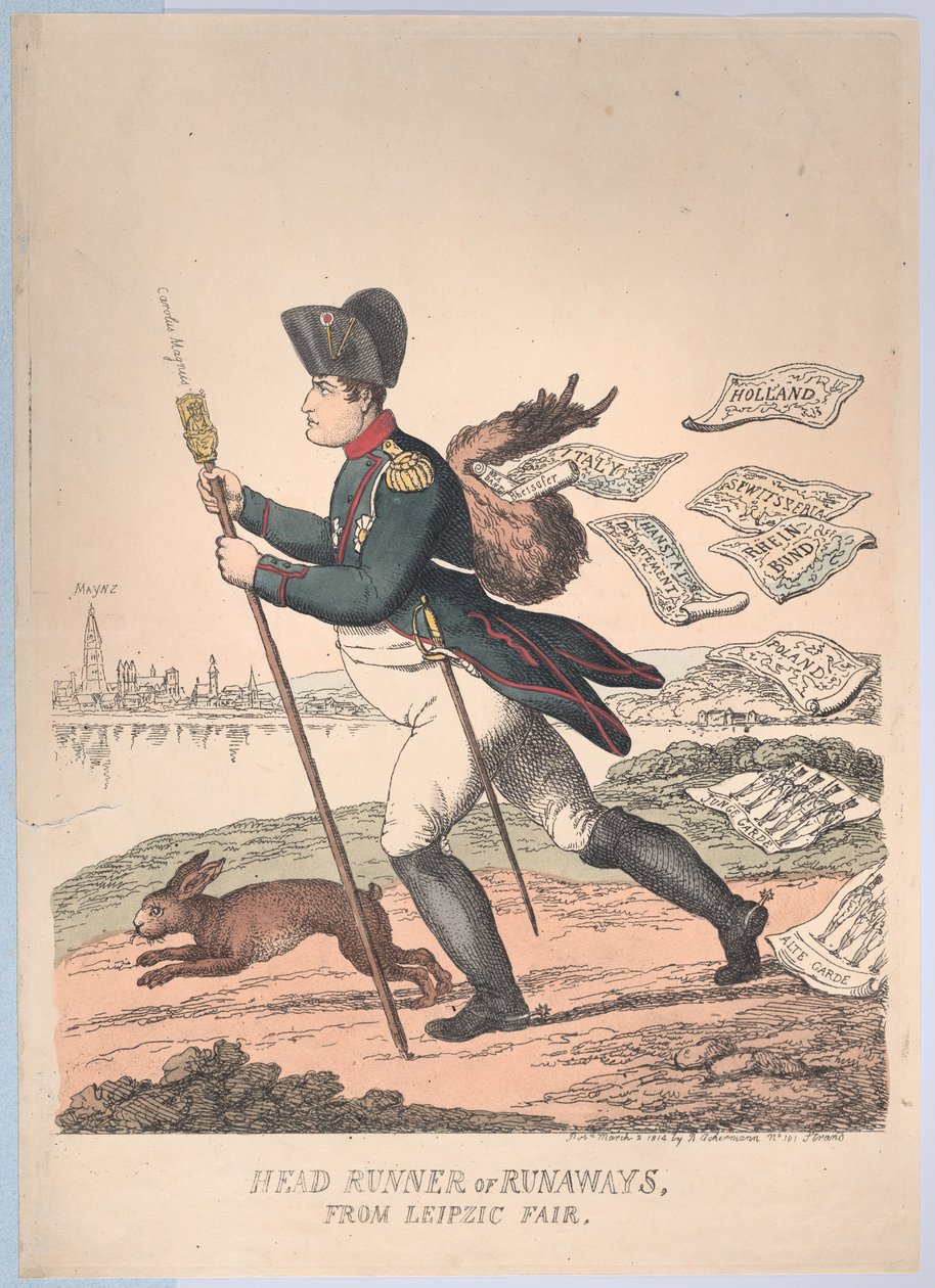Główny biegacz lub uciekinierzy z jarmarku w Lipsku, 2 marca 1814 r., 2 marca 1814 r. autorstwa Thomas Rowlandson