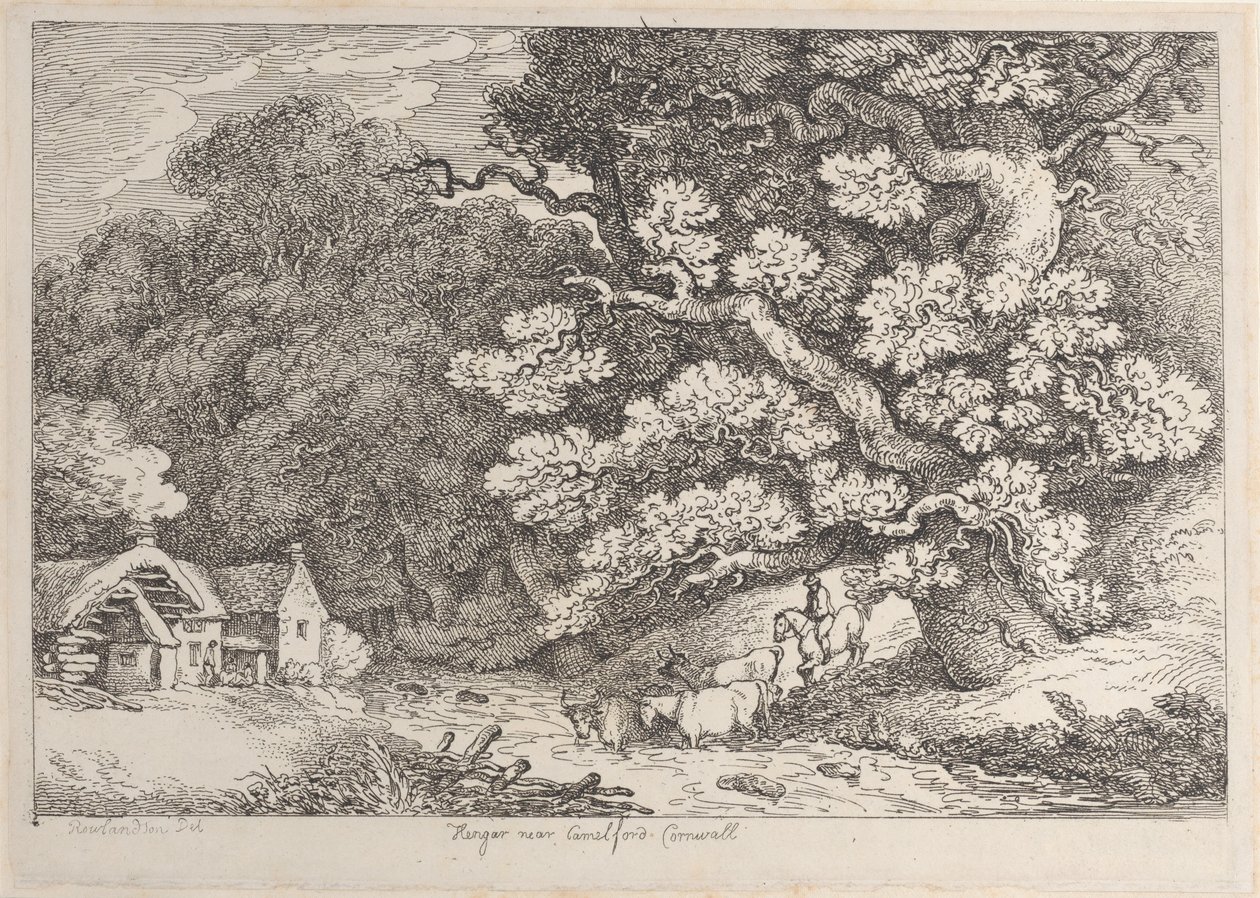 Hengar niedaleko Camelford, Cornwall, z Views in Cornwall, ca. 1812., ca. 1812. autorstwa Thomas Rowlandson
