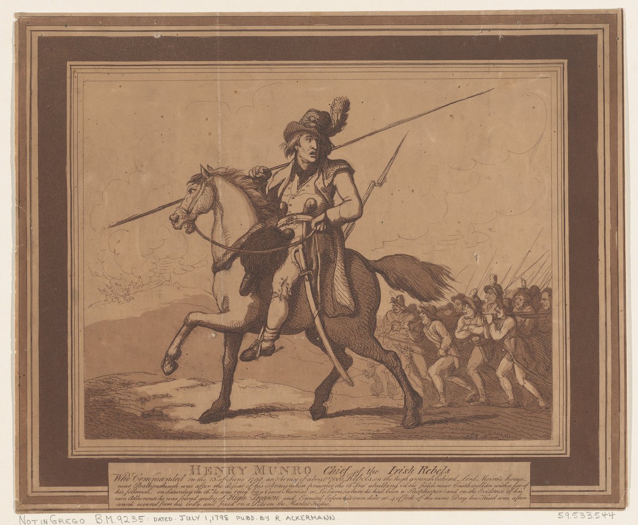 Henry Munro, przywódca irlandzkich buntowników autorstwa Thomas Rowlandson
