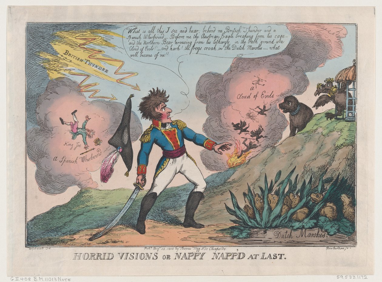 Okropne wizje pieluszkowego drzemki w końcu, 23 sierpnia 1808 r., 23 sierpnia 1808 r. autorstwa Thomas Rowlandson