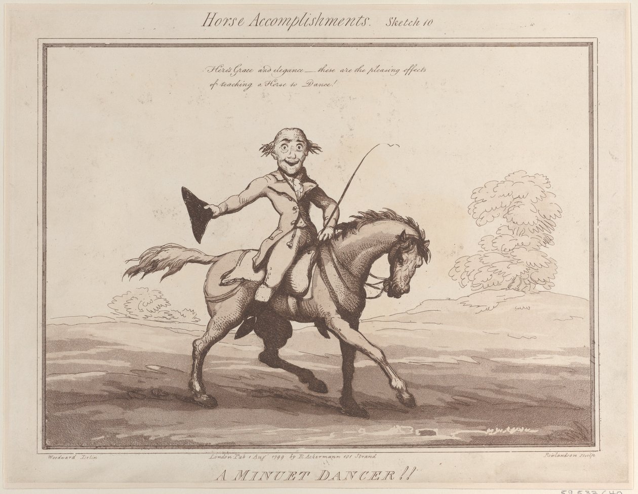 Osiągnięcia dla koni, szkic 10: Tancerka menueta !!, 1 sierpnia 1799., 1 sierpnia 1799. autorstwa Thomas Rowlandson