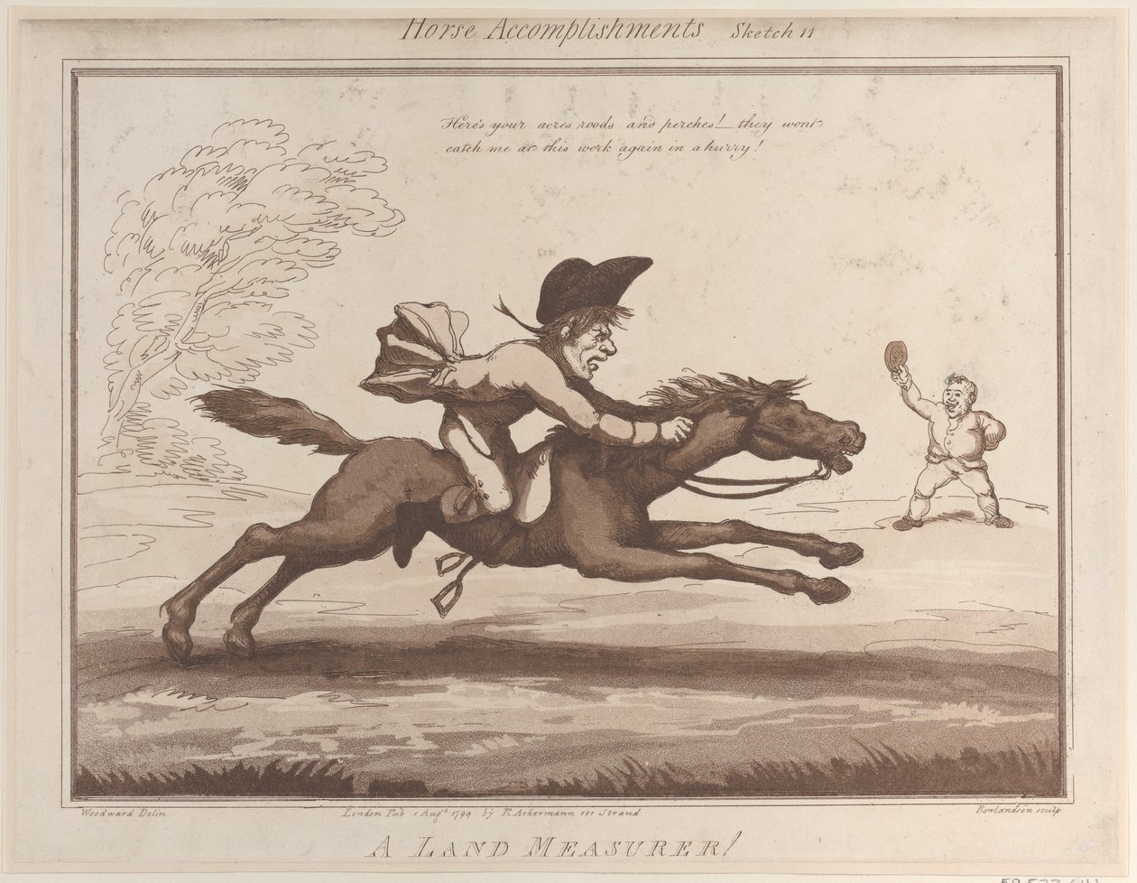 Osiągnięcia koni, szkic 11: Miernik lądowy!!, 1 sierpnia 1799., 1 sierpnia 1799. autorstwa Thomas Rowlandson