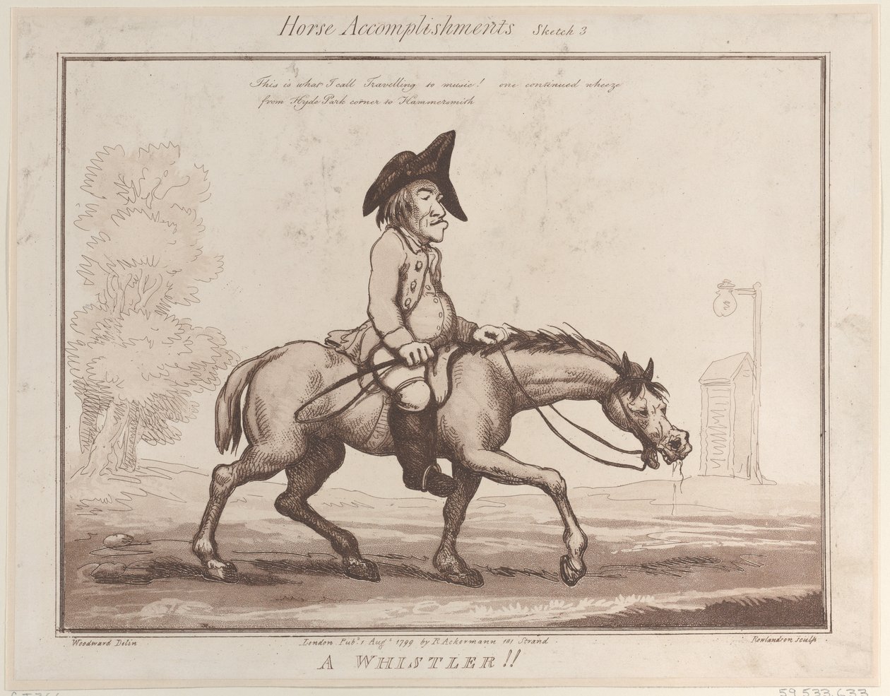 Horse Accomplishments, Sketch 3: A Whistler !!, 1 sierpnia 1799., 1 sierpnia 1799. autorstwa Thomas Rowlandson