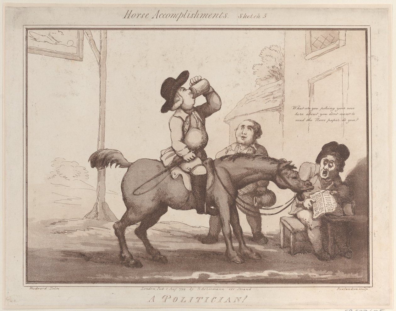 Osiągnięcia koni, szkic 5: Polityk!!, 1 sierpnia 1799., 1 sierpnia 1799. autorstwa Thomas Rowlandson