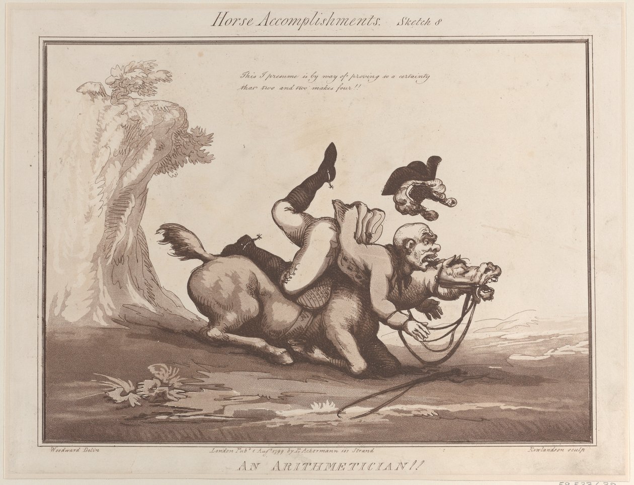 Osiągnięcia koni, szkic 8: Arytmetyk !!, 1 sierpnia 1799., 1 sierpnia 1799. autorstwa Thomas Rowlandson