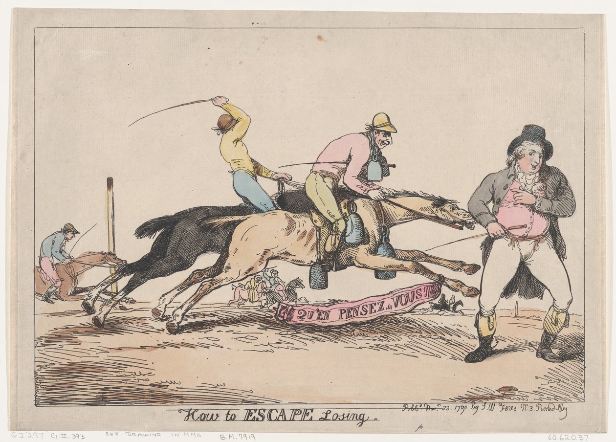 Jak uciec przed przegraną, 22 listopada 1791, 22 listopada 1791. autorstwa Thomas Rowlandson