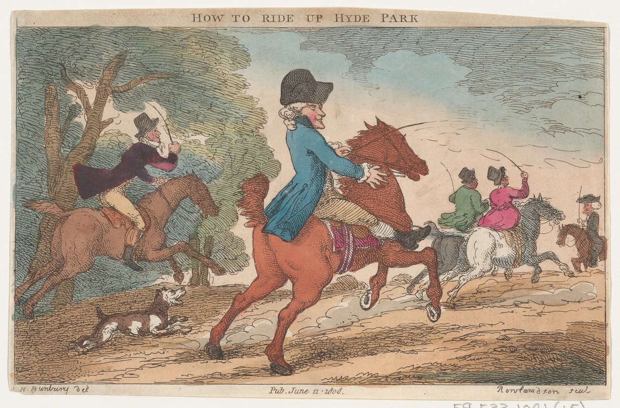How to Ride Up Hyde Park, 11 czerwca 1808 r., 11 czerwca 1808 r. autorstwa Thomas Rowlandson