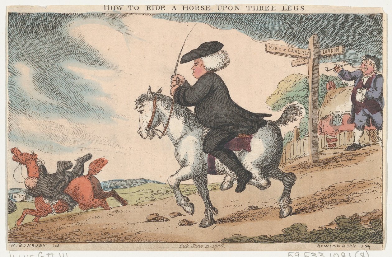 Jak jeździć konno na trzech nogach, 11 czerwca 1808 r., 11 czerwca 1808 r. autorstwa Thomas Rowlandson