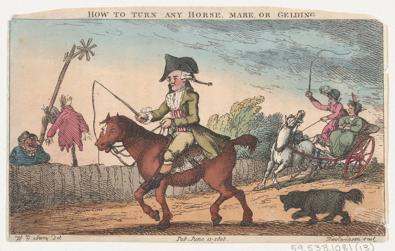 Jak obrócić dowolnego konia, klacz lub wałacha, 11 czerwca 1808 r., 11 czerwca 1808 r. autorstwa Thomas Rowlandson
