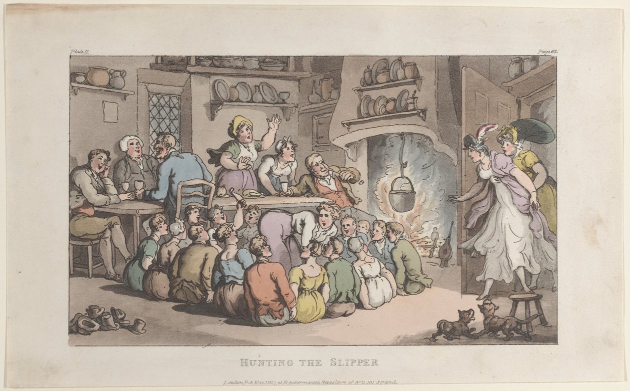 Polowanie na pantofel, z The Vicar of Wakefield, 1 maja 1817., 1 maja 1817. autorstwa Thomas Rowlandson