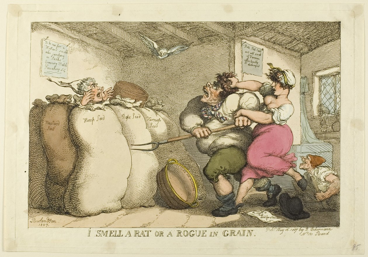 Czuję szczura lub łotra w zbożu autorstwa Thomas Rowlandson