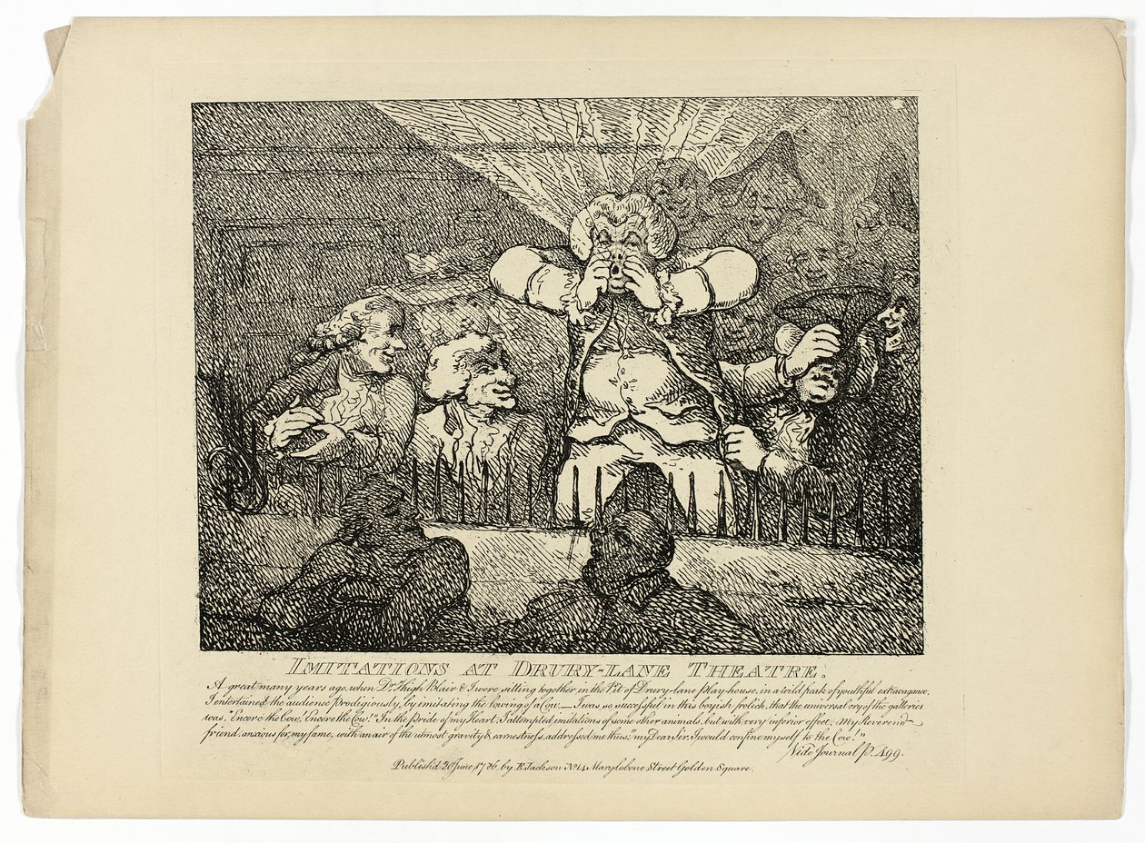 Imitacje i teatr Drury-Lane, z podróży Boswella po Hebrydach autorstwa Thomas Rowlandson