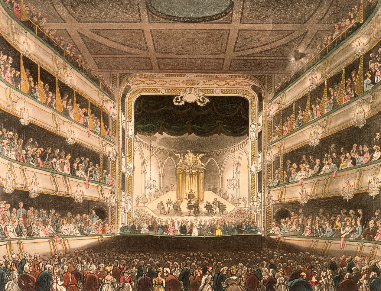 Wnętrze teatru Covent Garden, Londyn, 1808 autorstwa Thomas Rowlandson
