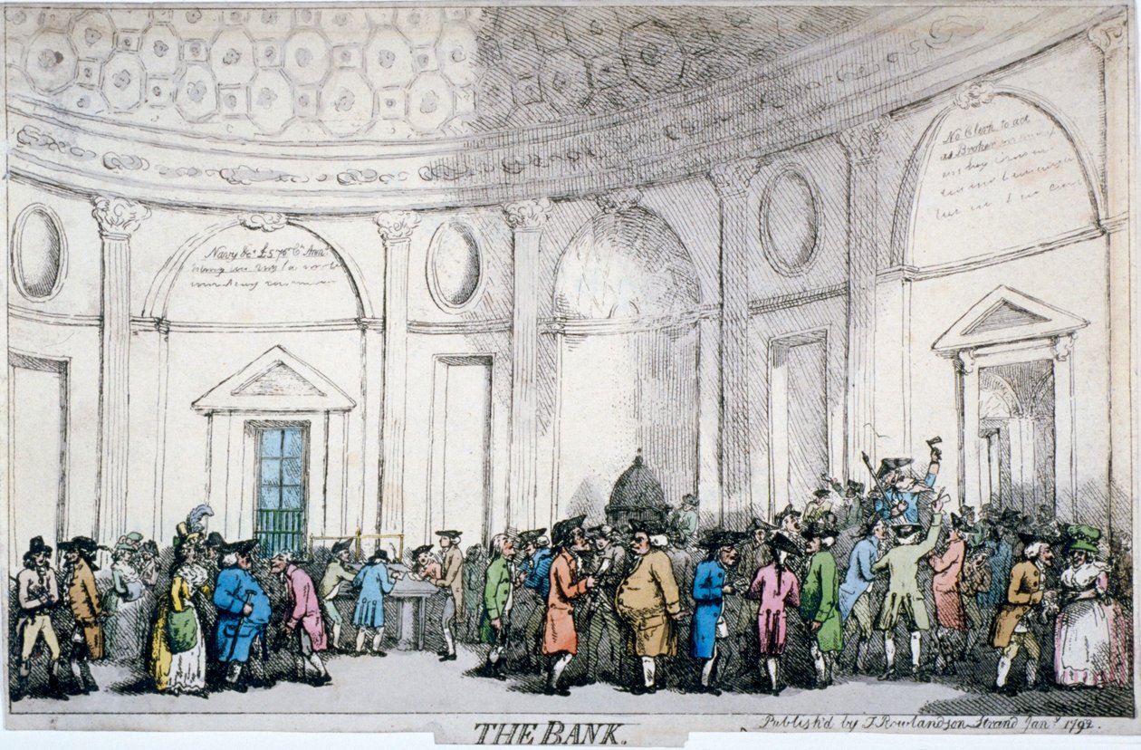 Widok wnętrza Banku Anglii, City of London, 1792. autorstwa Thomas Rowlandson