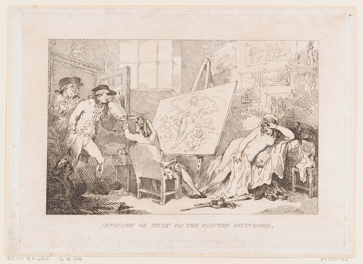 Zakłócenie pracy lub „Zakłócony malarz” autorstwa Thomas Rowlandson