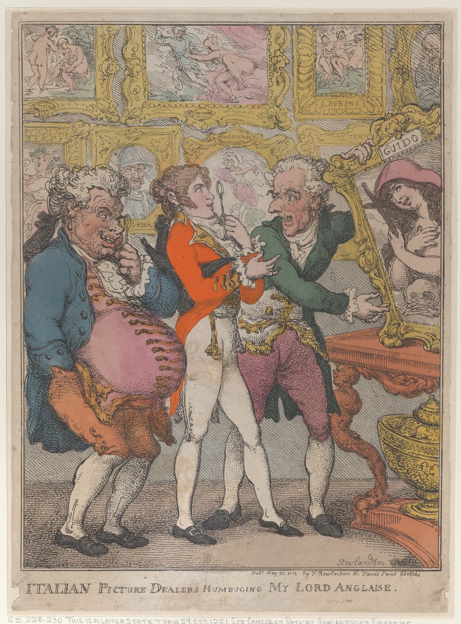 Włoscy sprzedawcy zdjęć Humbugging My Lord Anglaise, 30 maja 1812 r., 30 maja 1812 r. autorstwa Thomas Rowlandson