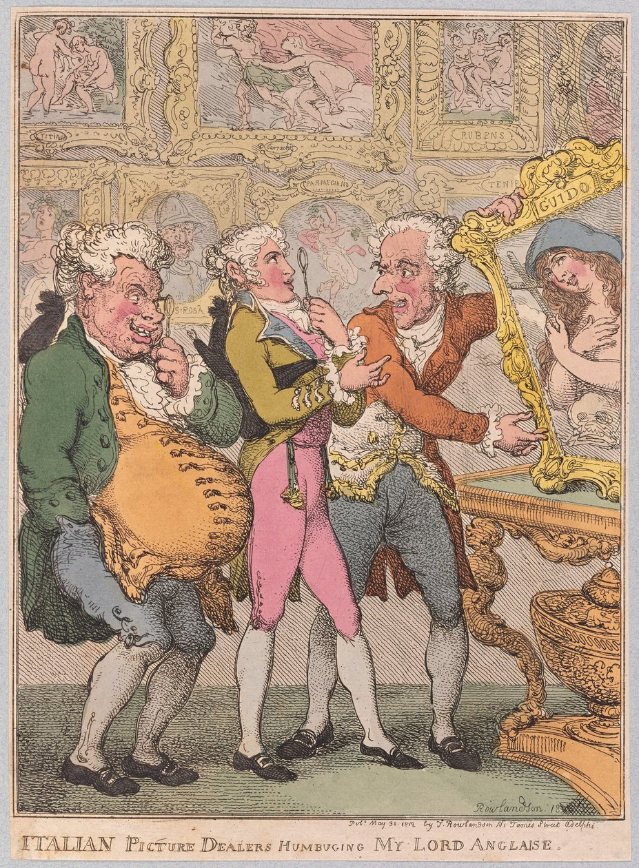 Włoscy sprzedawcy zdjęć Humbuging My Lord Anglaise, wyd. 1812 (grawerowanie ręcznie kolorowane) autorstwa Thomas Rowlandson