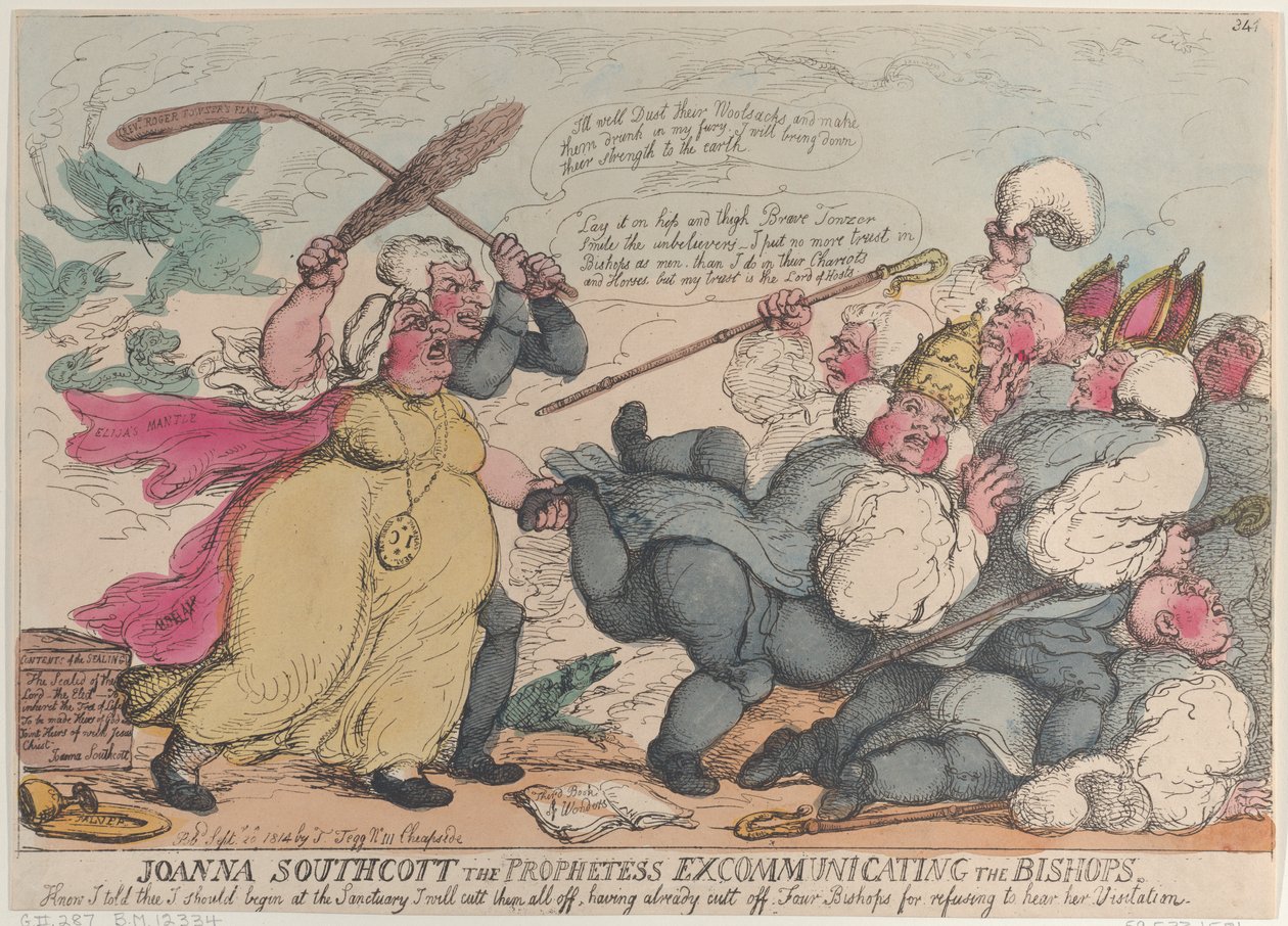 Joanna Southcott prorokini ekskomunikująca biskupów, 20 września 1814, 20 września 1814 autorstwa Thomas Rowlandson