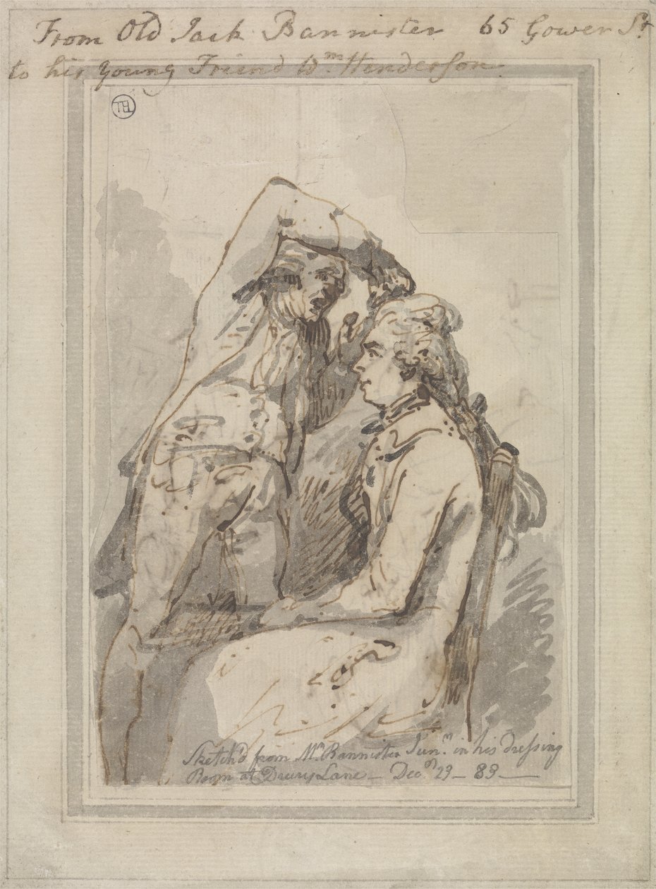 John Bannister w swojej garderobie na Drury Lane autorstwa Thomas Rowlandson