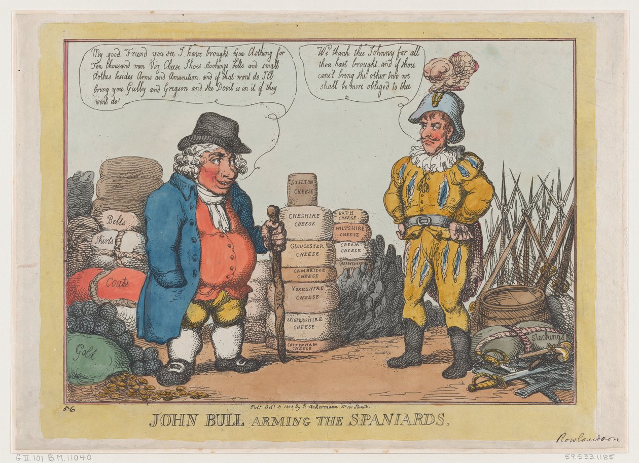 John Bull Arming The Hiszpanów, 3 października 1808 r., 3 października 1808 r. autorstwa Thomas Rowlandson