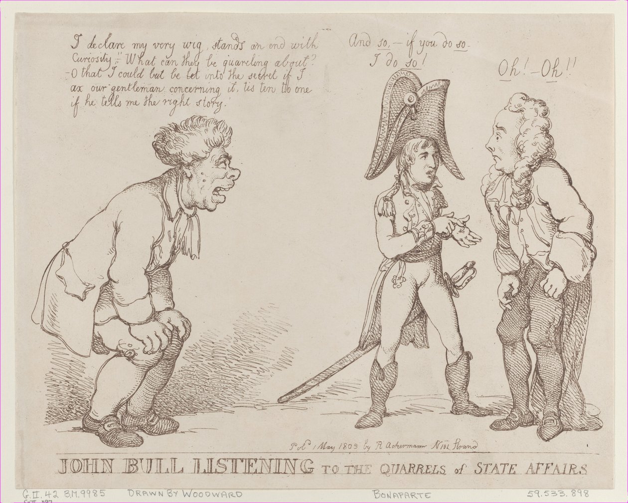 John Bull Listening to the Quarrels of State Affairs, 1 maja 1803, 1 maja 1803. autorstwa Thomas Rowlandson