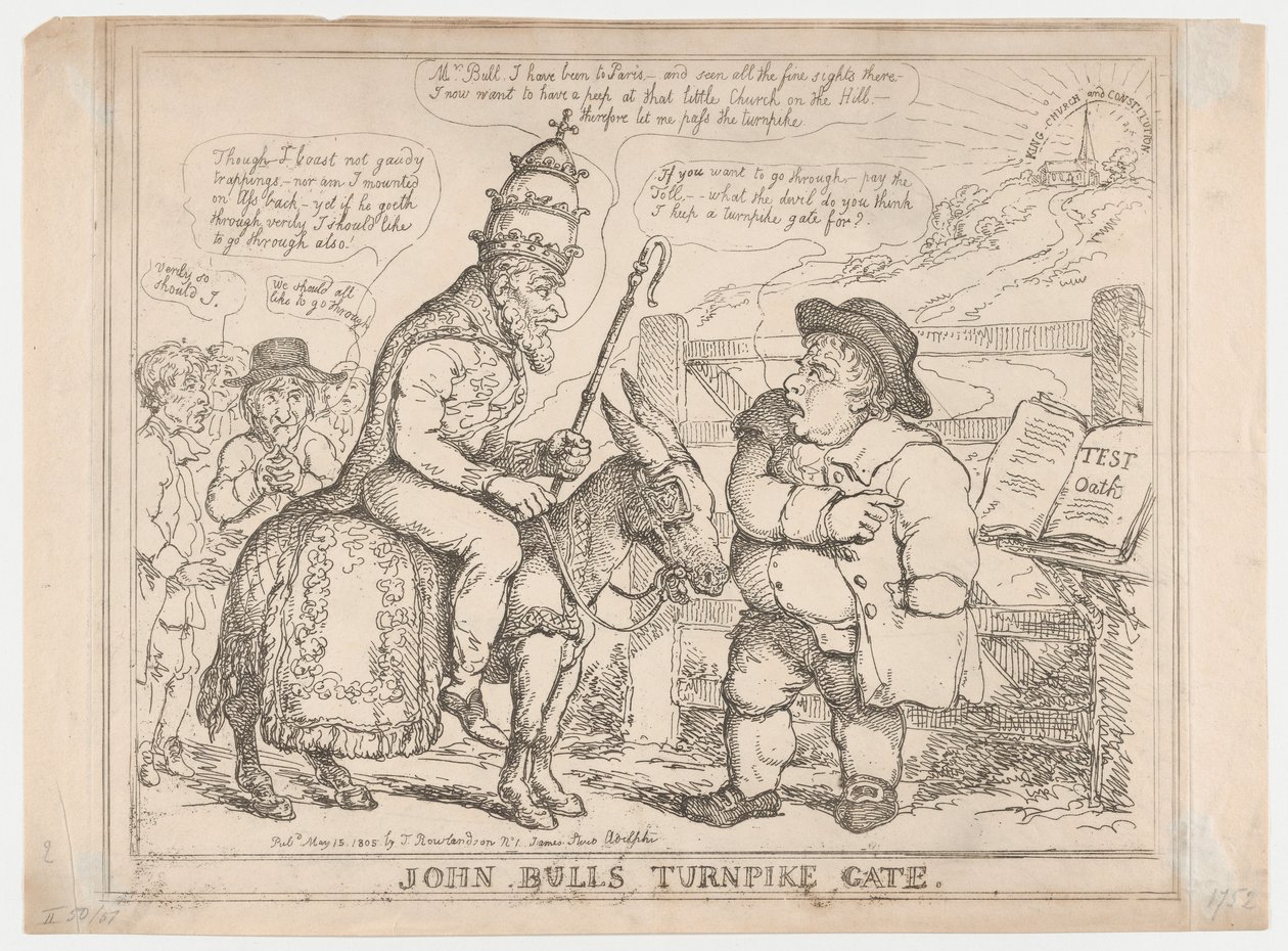 Brama przy drodze płatnej Johna Bulla autorstwa Thomas Rowlandson