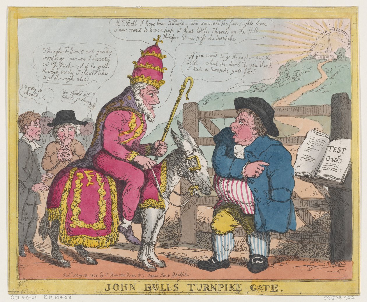 Brama Turnpike Johna Bulla, 15 maja 1805 r., 15 maja 1805 r. autorstwa Thomas Rowlandson