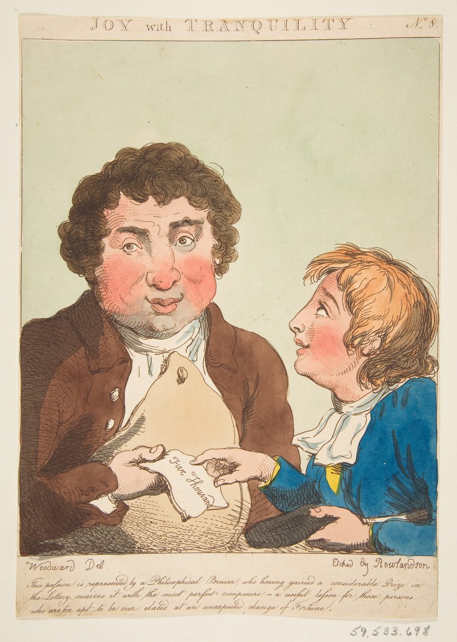 Radość z Tranquility Le Brun Travested, czyli karykatury namiętności, 21 stycznia 1800 r. autorstwa Thomas Rowlandson