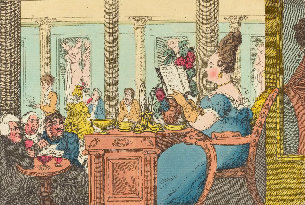 La Belle Limonaudiere w Cafe des Mille Colonnes, Palais Royal, Paryż, 1814. autorstwa Thomas Rowlandson