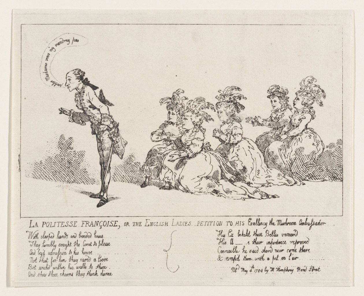 La politesse Françoise, czyli petycja angielskich dam do Jego Ekscelencji Mushro..., 4 maja 1789. autorstwa Thomas Rowlandson