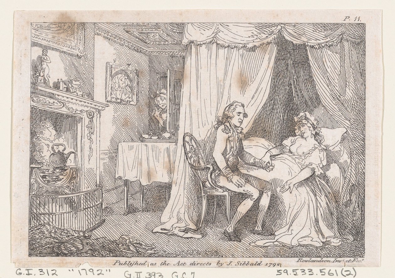 Lady Booby próbuje uwieść nieskazitelnego Józefa, z Przygody Józefa Andrzeja..., 1792. autorstwa Thomas Rowlandson