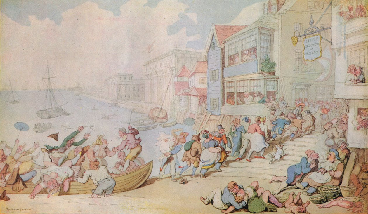 Lądowanie w Greenwich, c1780 autorstwa Thomas Rowlandson