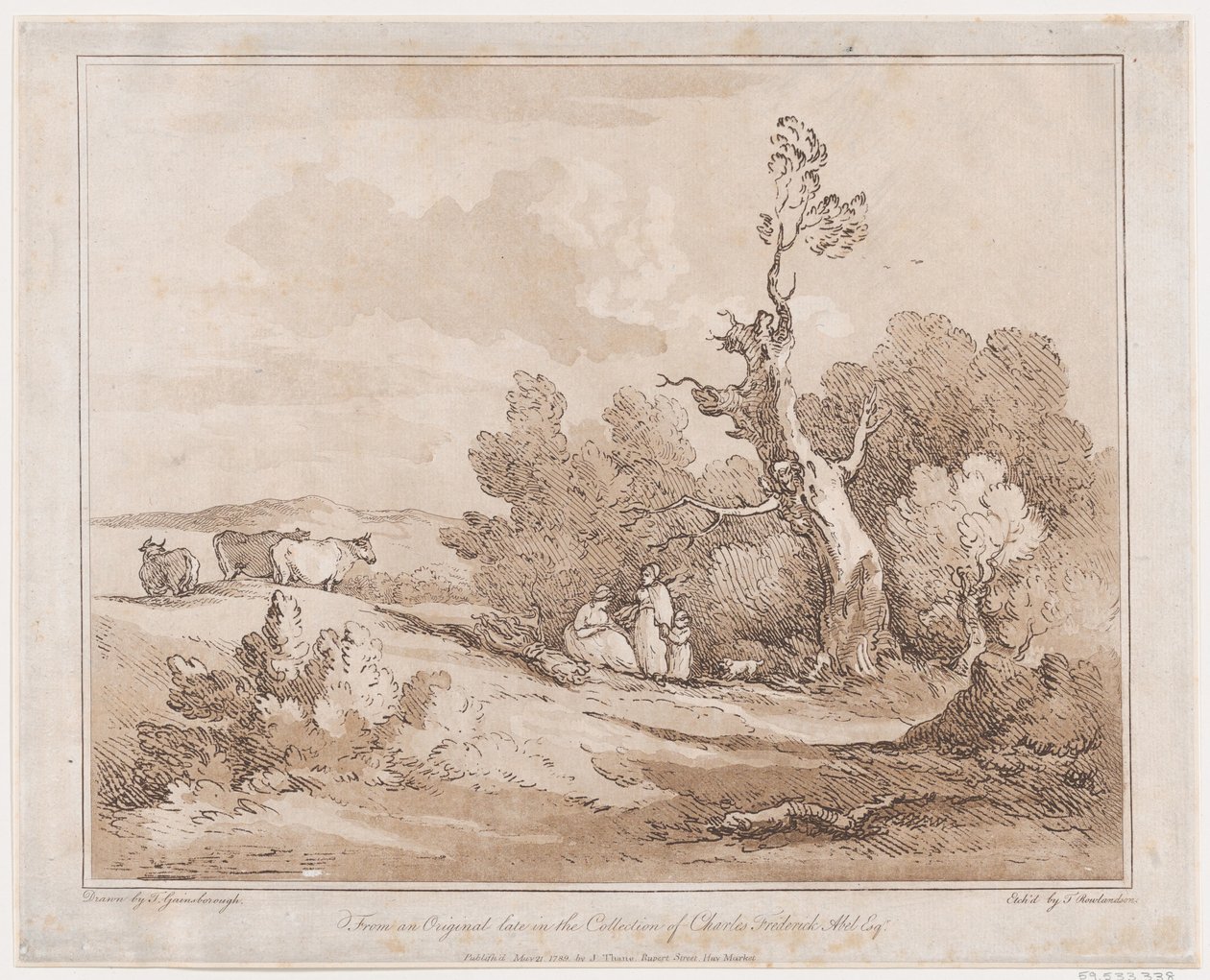 Krajobraz z postaciami zbierającymi drewno pod sękatymi drzewami, 21 maja 1789., 21 maja 1789. autorstwa Thomas Rowlandson