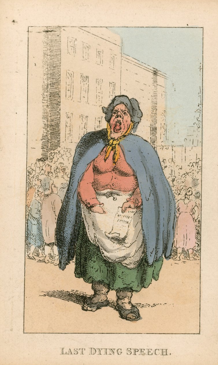Mowa ostatniego umierającego (kolorowy grawerunek) autorstwa Thomas Rowlandson