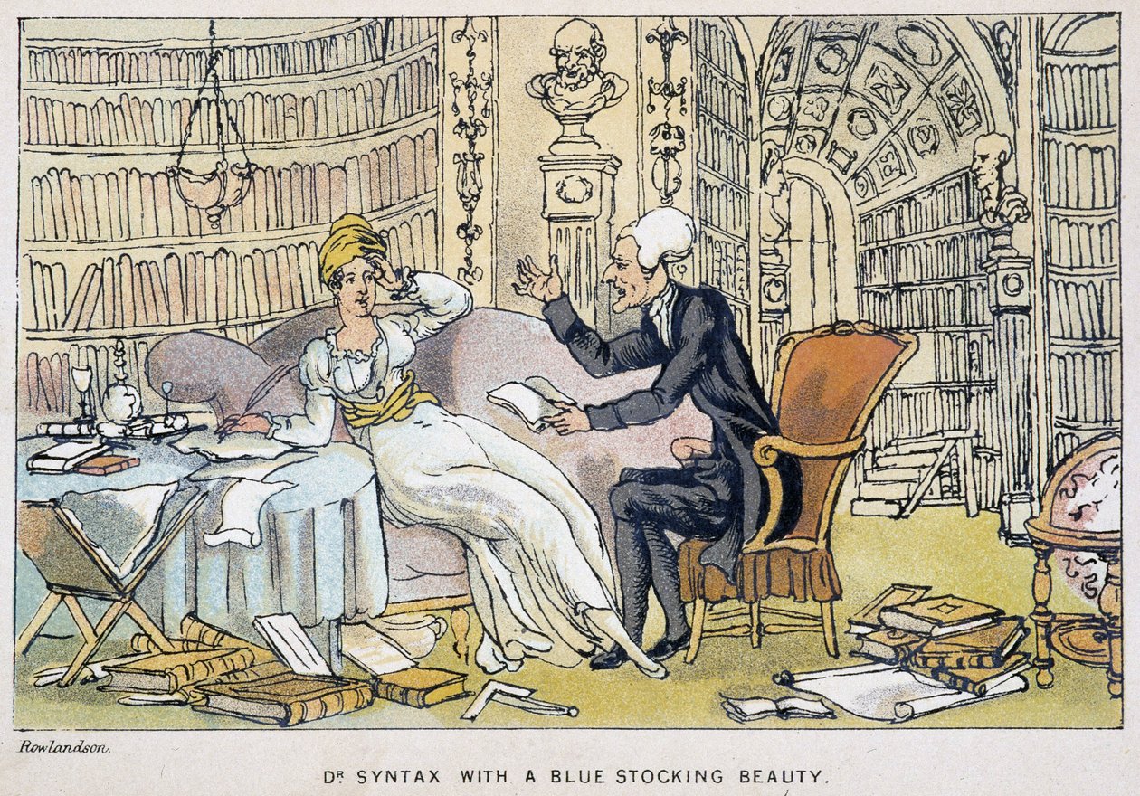 Le docteur et une intellectuelle - w „Trzech podróżach doktora Syntaxa: w poszukiwaniu malowniczej pociechy i żony”” Williama Combe, il. Rowlandson autorstwa Thomas Rowlandson